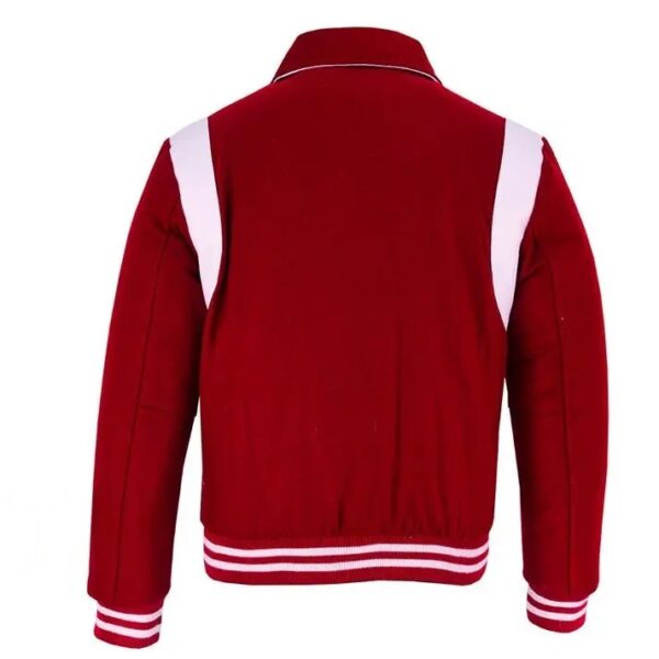 Premium College Letterman Jacket Red White Leather Strip