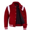 Premium College Letterman Jacket Red White Leather Strip