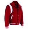 Premium College Letterman Jacket Red White Leather Strip
