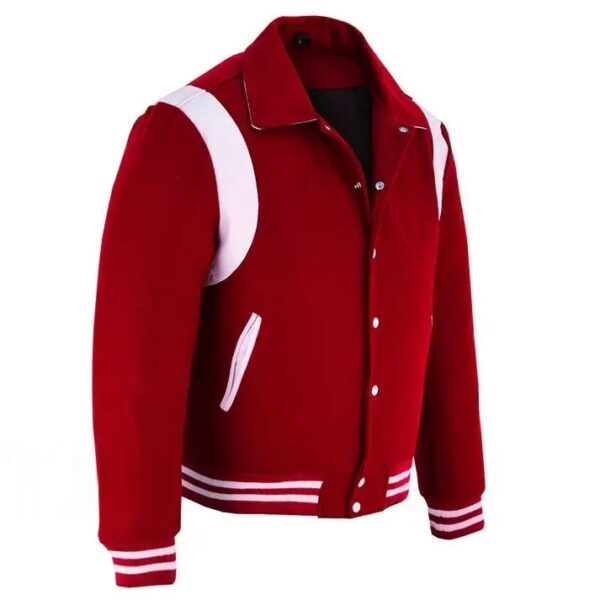 Premium College Letterman Jacket Red White Leather Strip