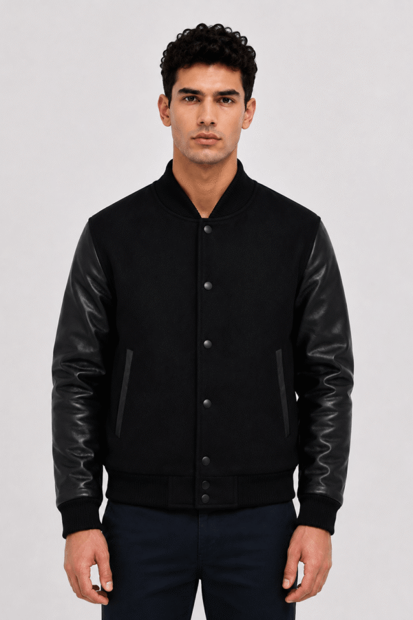 black letterman jacket mens