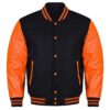 orange and black letterman jacket​