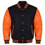 orange and black letterman jacket​