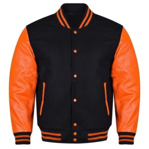 orange and black letterman jacket​