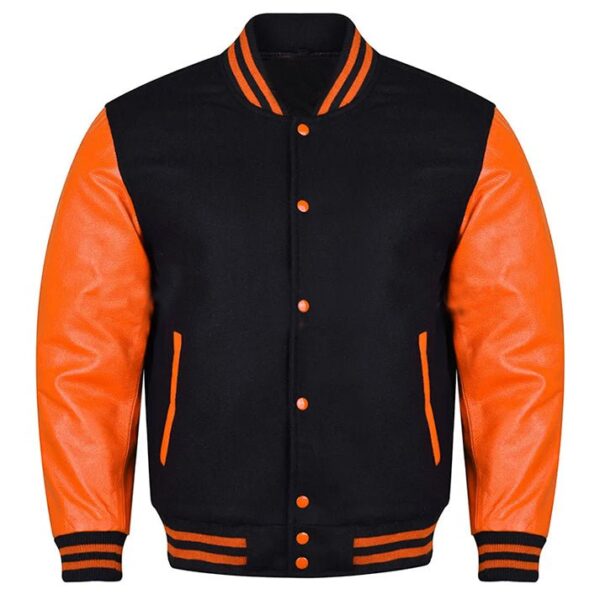 orange and black letterman jacket​
