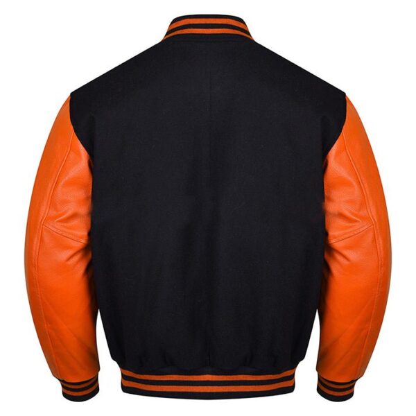 orange and black letterman jacket​
