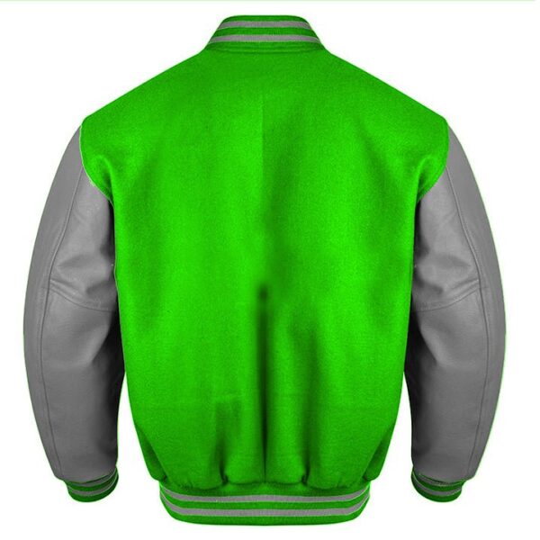 green and gray varsity jacket​