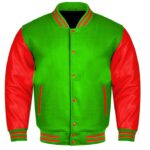red and green varsity jacket