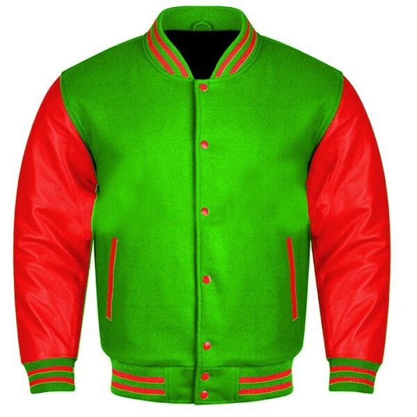 red and green varsity jacket
