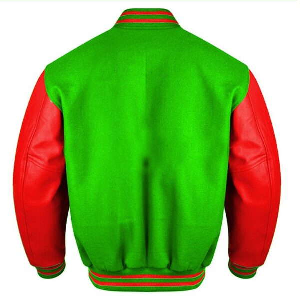red and green varsity jacket