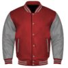 maroon and gray varsity jacket
