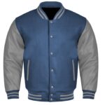 Gray Letterman Jacket​ Navy Gray