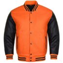 black and orange letterman jacket