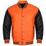 black and orange letterman jacket
