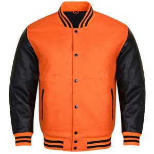 black and orange letterman jacket