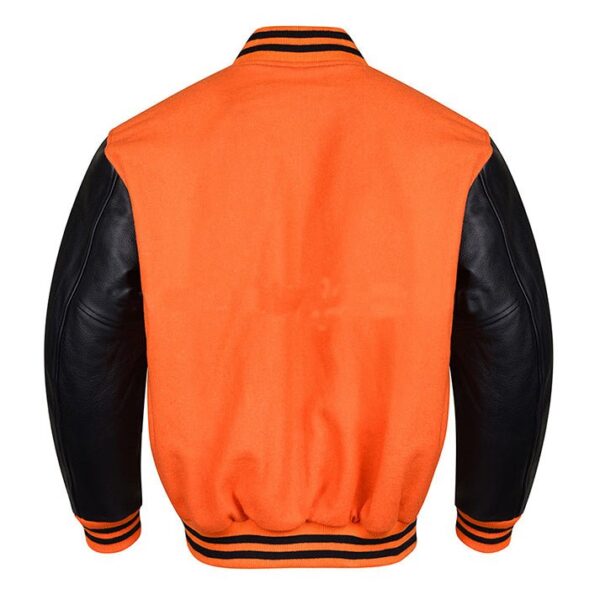 black and orange letterman jacket