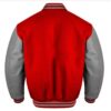 red and gray varsity jacket