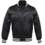 black satin varsity jacket