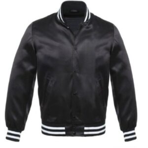 black satin varsity jacket