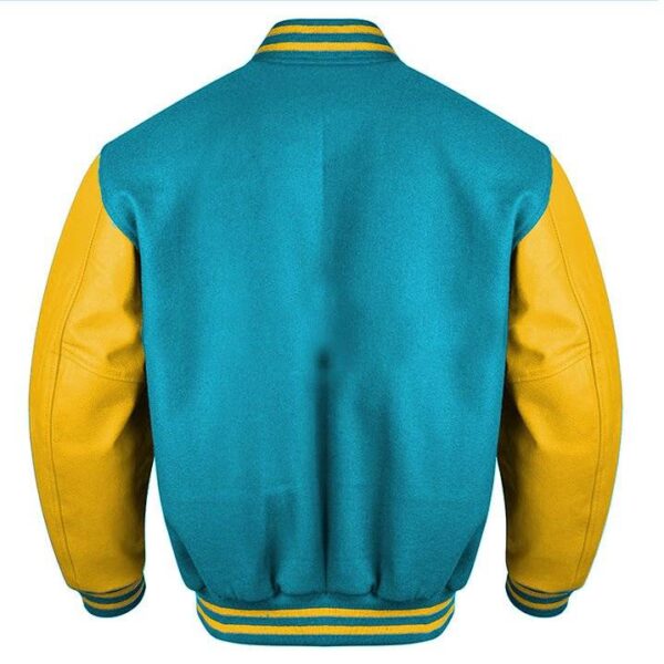 blue and gold varsity jacket