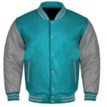 blue and gray varsity jacket​