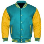 blue and gold varsity jacket