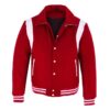 Premium College Letterman Jacket Red White Leather Strip