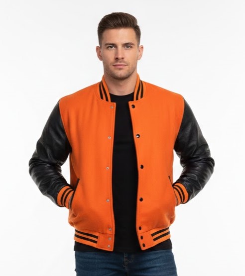 varsity jacket leather sleeves