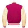 pink and white letterman jacket