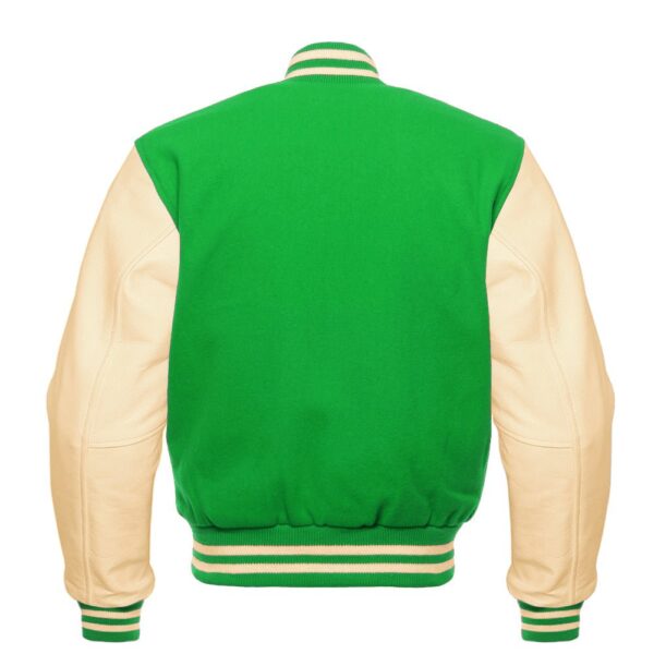 green and white varsity jacket