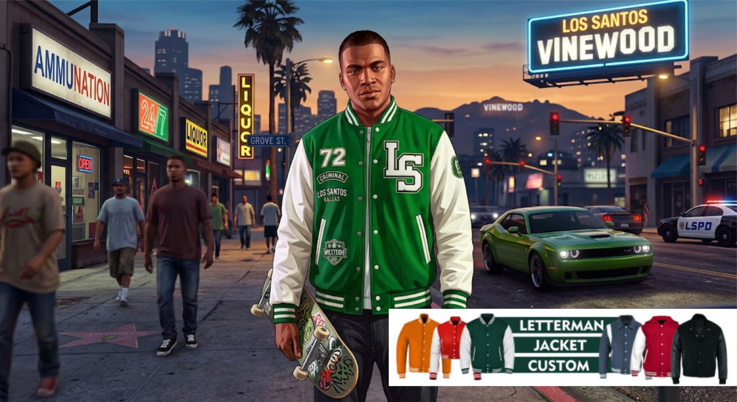 Is gta 5 green and white varsity jacket for franklin