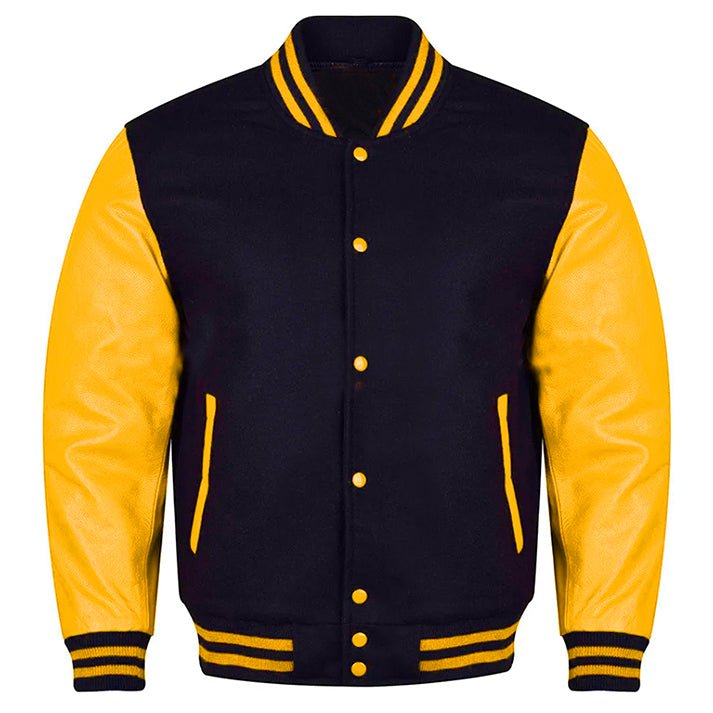 black and gold varsity jacket