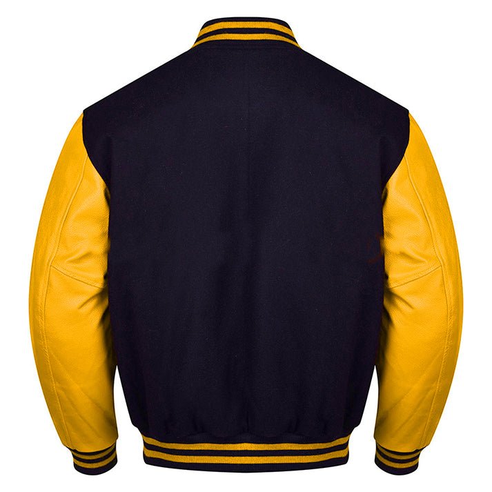 black and gold varsity jacket