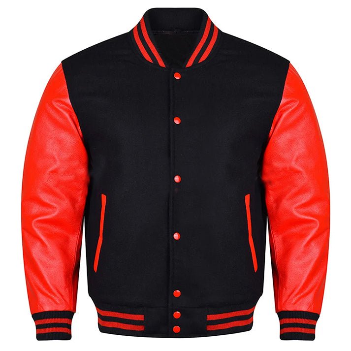 black and red varsity jacket