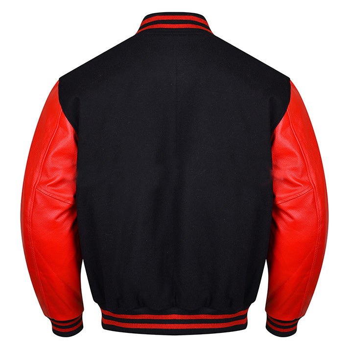 black and red varsity jacket