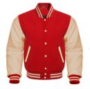 red and cream varsity jacket​