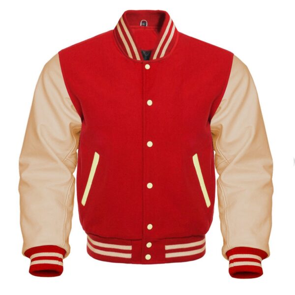red and cream varsity jacket​