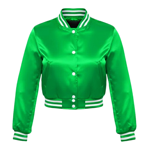 green satin crop top