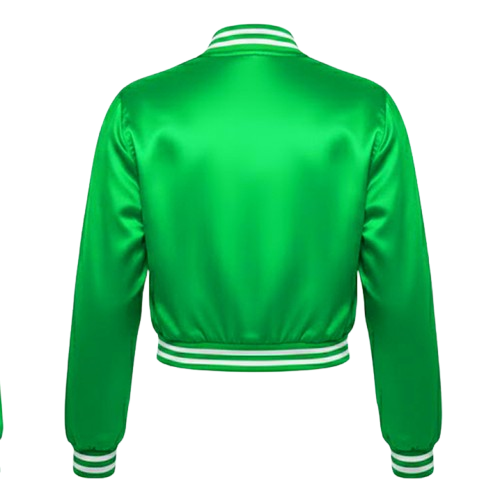 green satin crop top