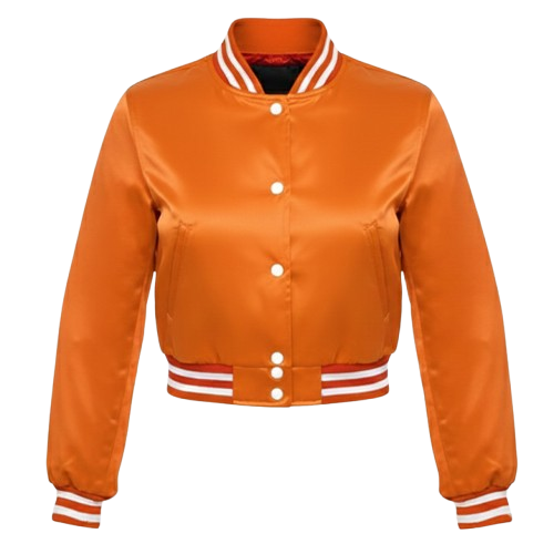 orange satin crop top