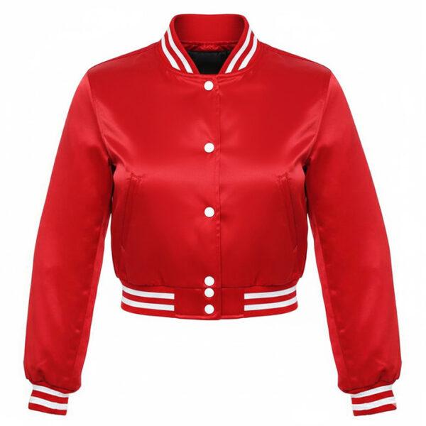 red satin crop top