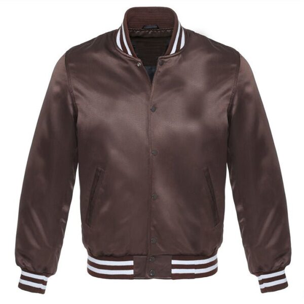 brown satin bomber jacket