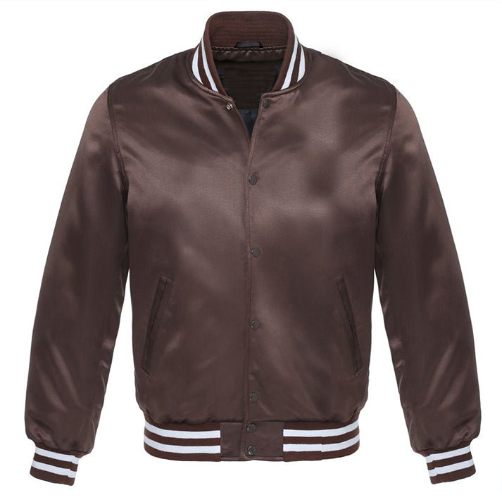 brown satin bomber jacket