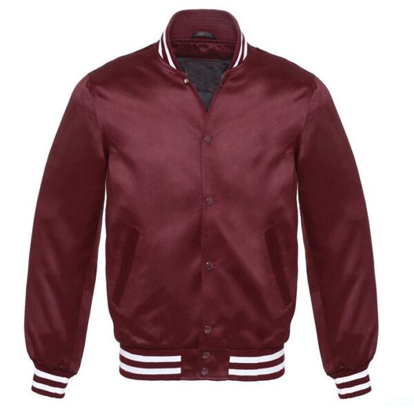 maroon satin bomber jacket