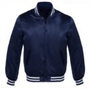 navy blue satin bomber jacket​