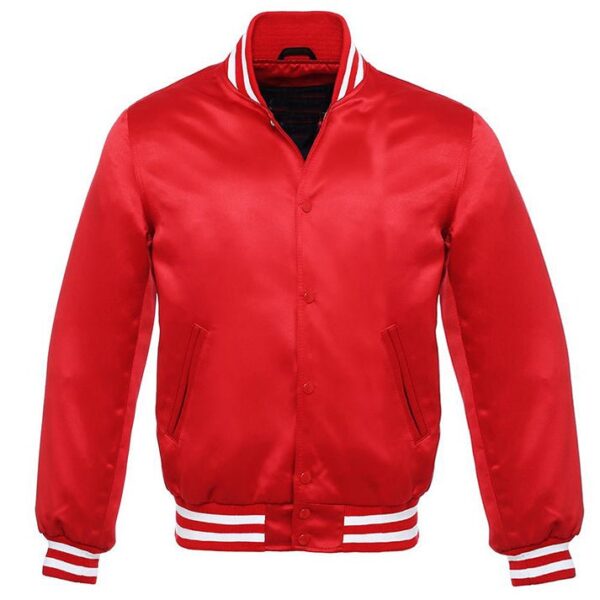 red satin bomber jacket