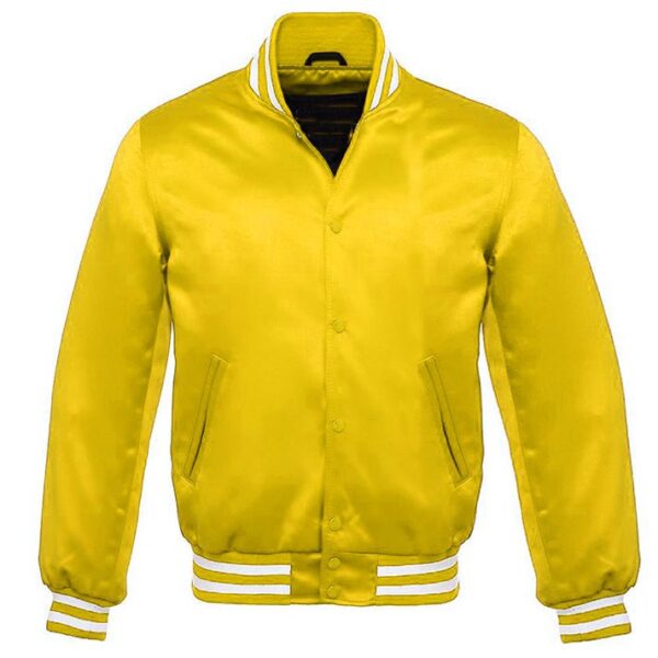 yellow satin bomber jacket