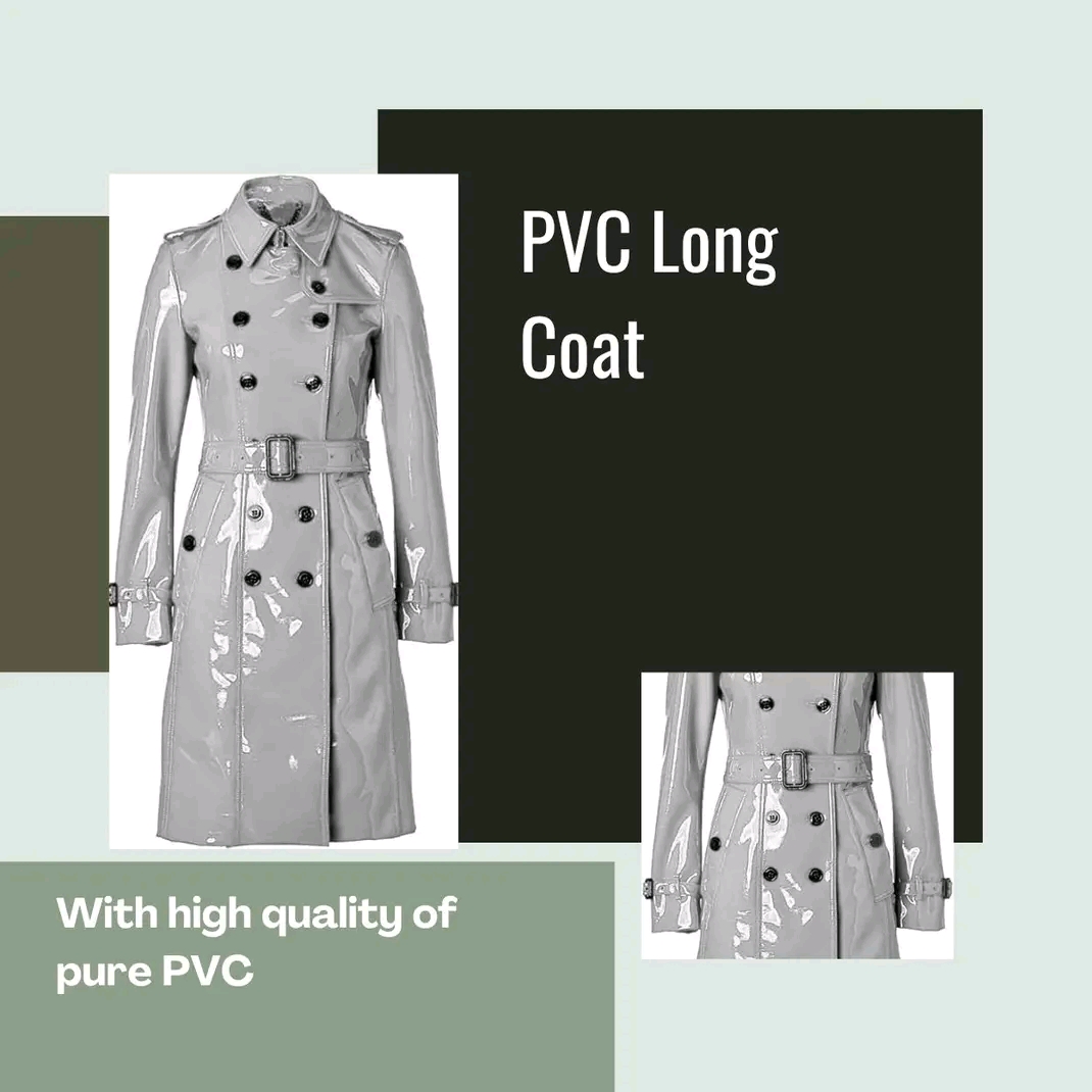 silver long pvc coat