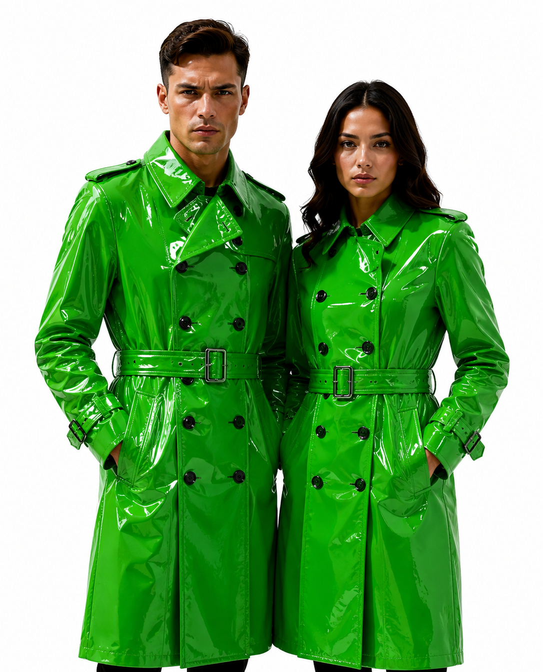 green long pvc coat