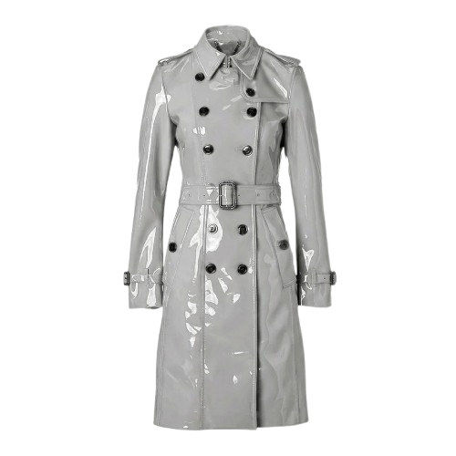 silver long pvc coat